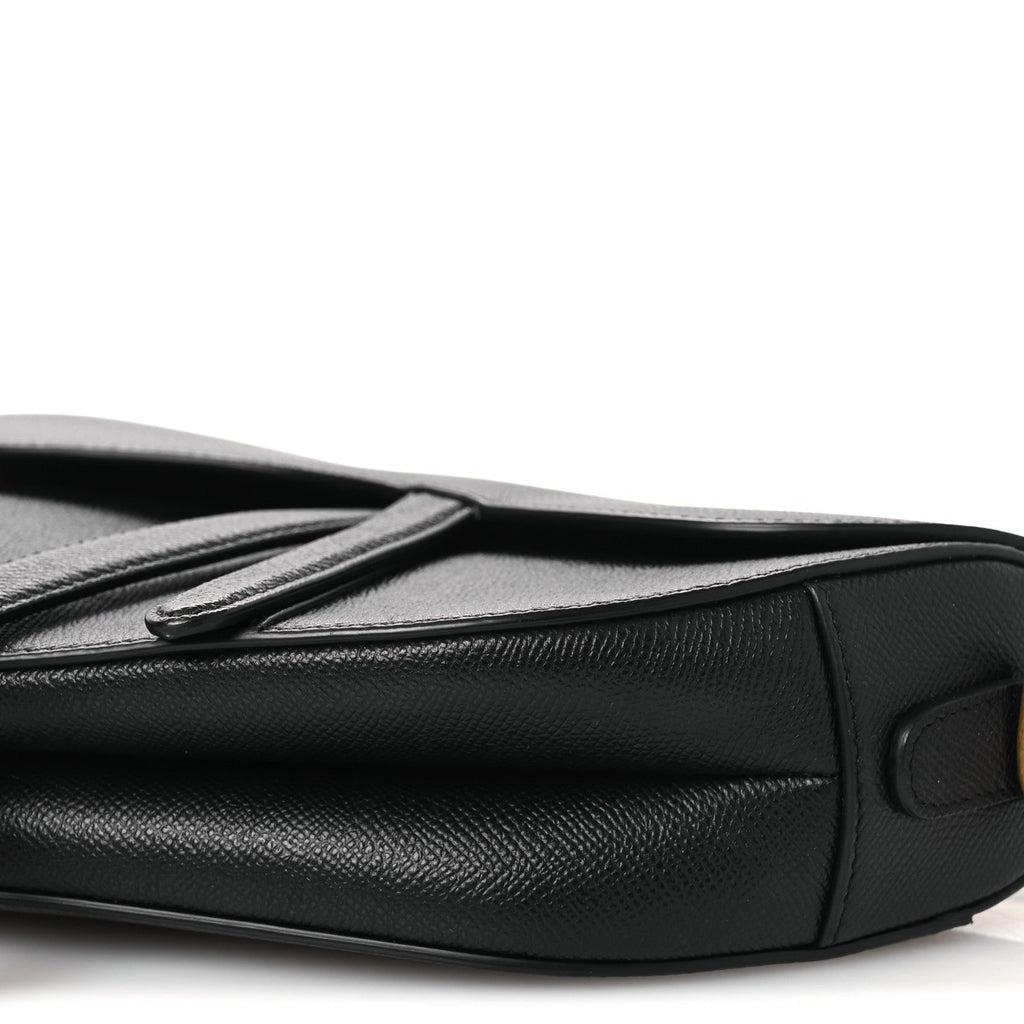 Grained Calfskin Saddle Bag Black