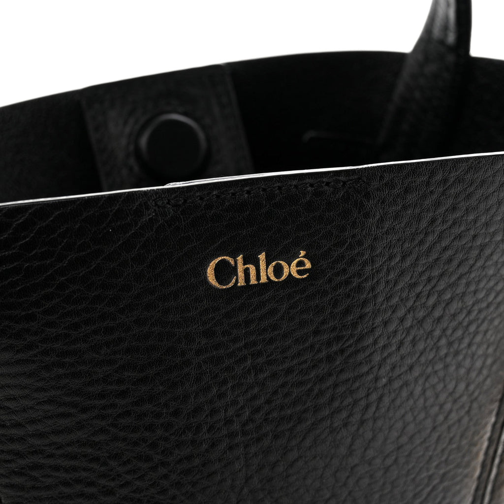 Grained Calfskin Small Spin Tote Black