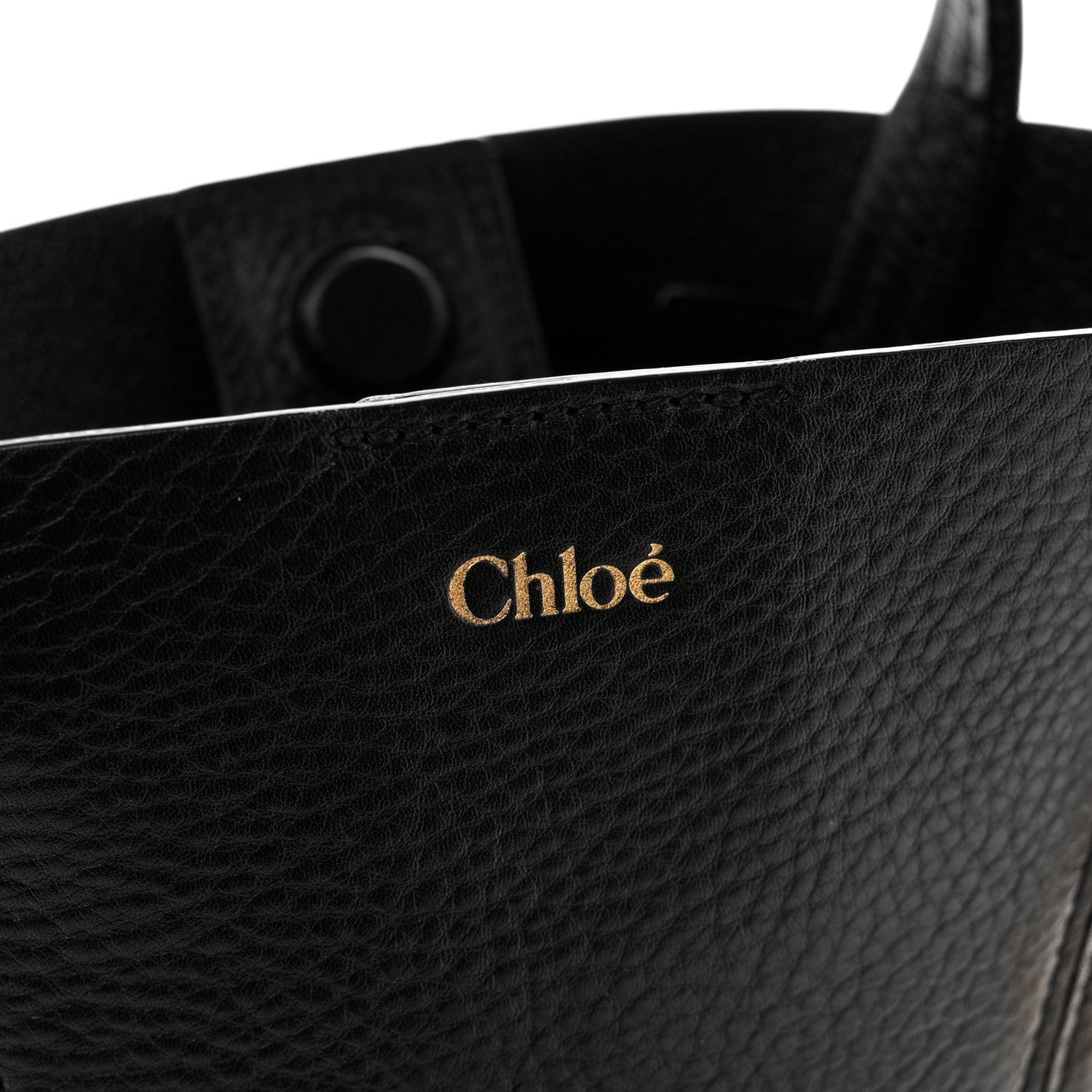 Grained Calfskin Small Spin Tote Black
