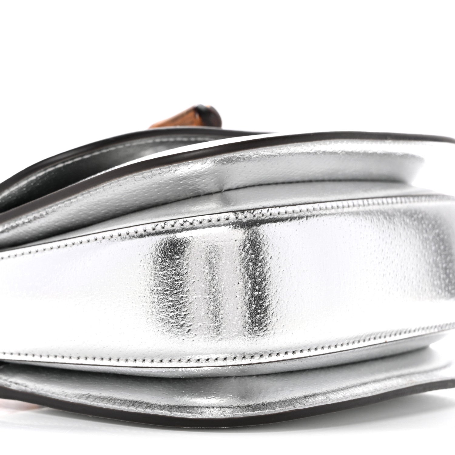 Metallic Calfskin Mini Bamboo 1947 Top Handle Bag Silver