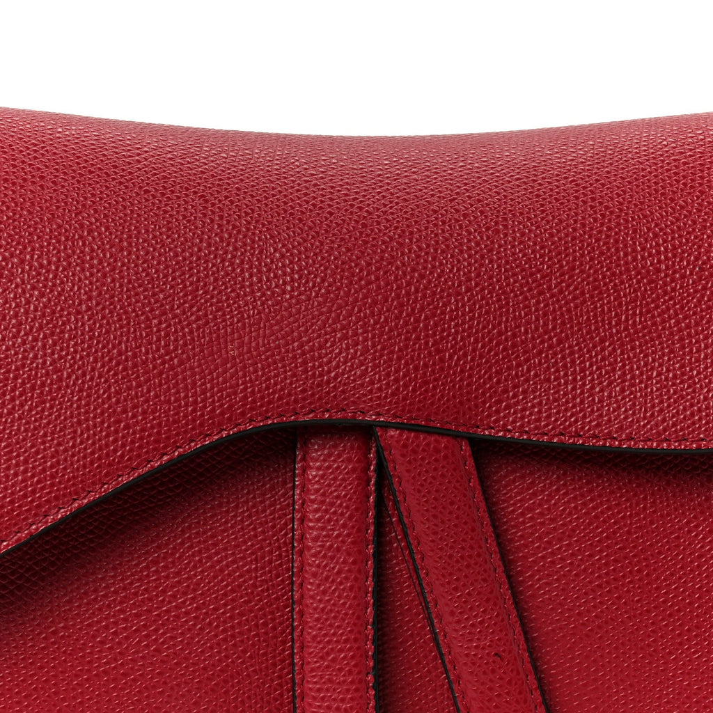 Grained Calfskin Saddle Bag Red