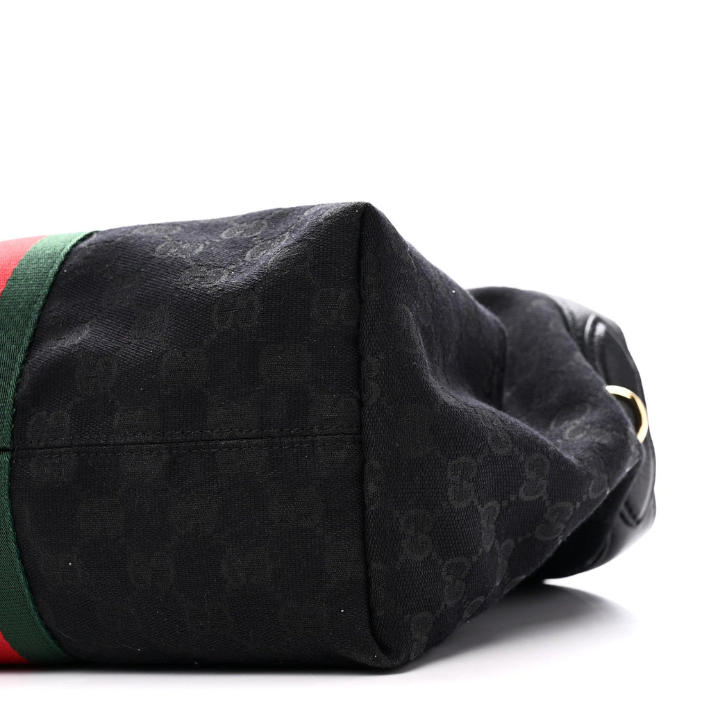 Denim GG Monogram Web Small Giglio Tote Black