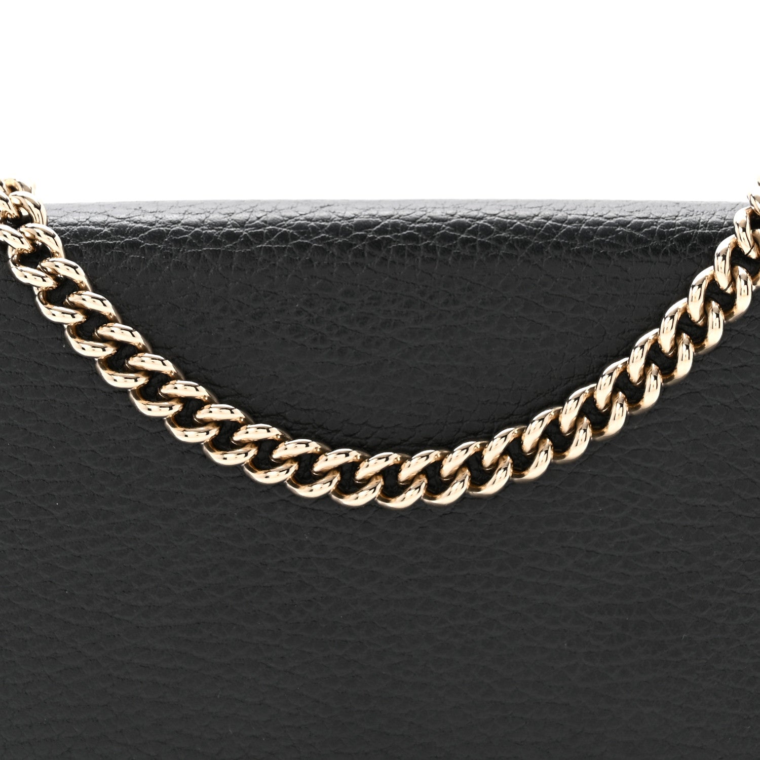 Dollar Calfskin Medium Betty Chain Wallet Black
