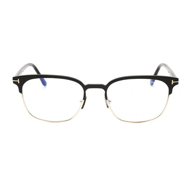Tom Ford Eyeglasses Browline Full Rim, Matte Gunmetal/Havana Frame and Clear Blue Block Lenses Lens FT5799-B009