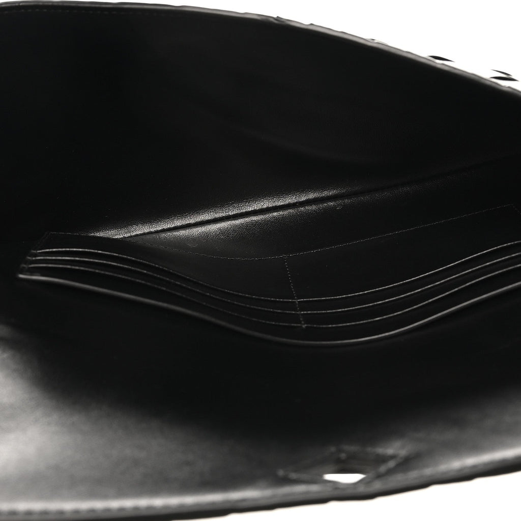 Nappa Intrecciato Long Andiamo Top Handle Clutch Black