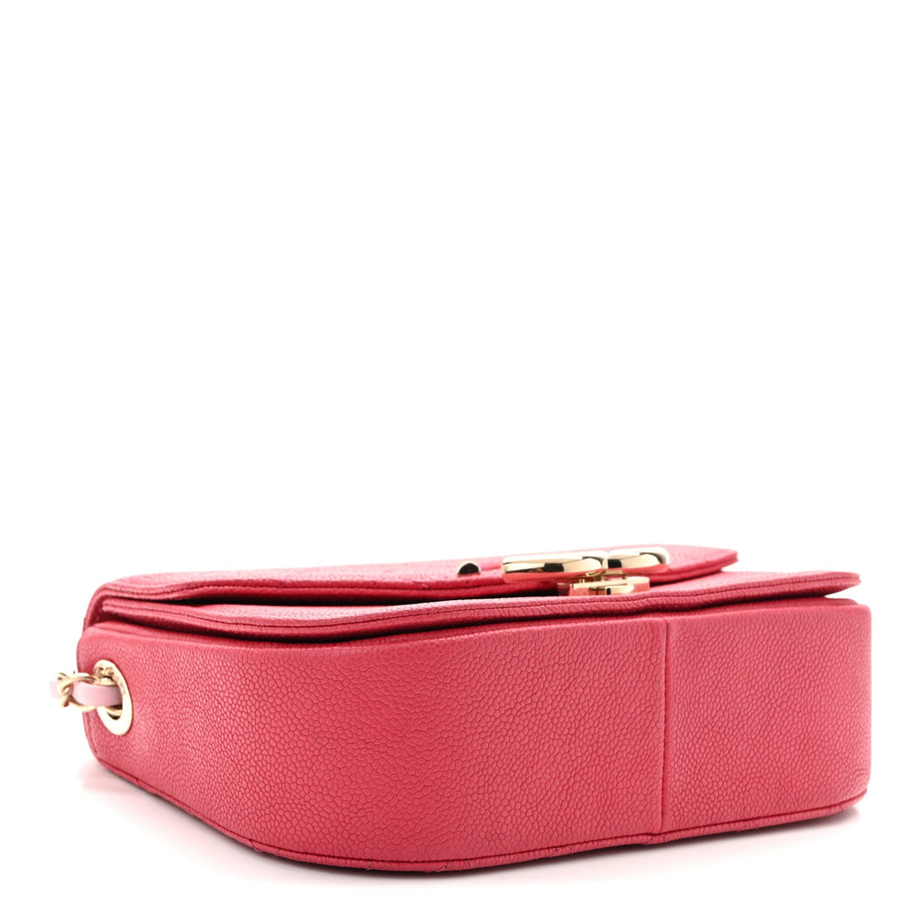 Grained Calfskin Quilted Small Cuba Top Handle Flap Pink
