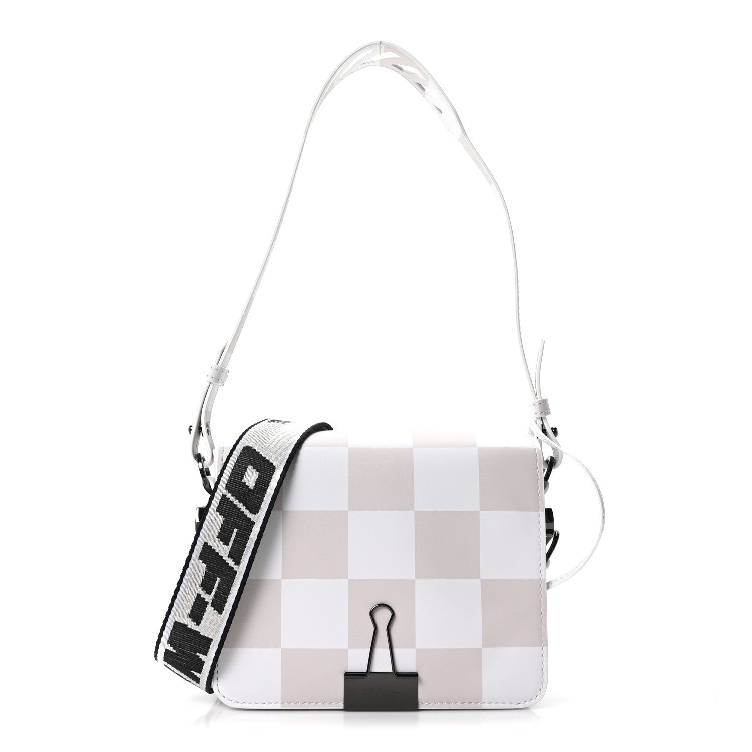 Calfskin Figures of Speech Binder Clip Bag White Beige