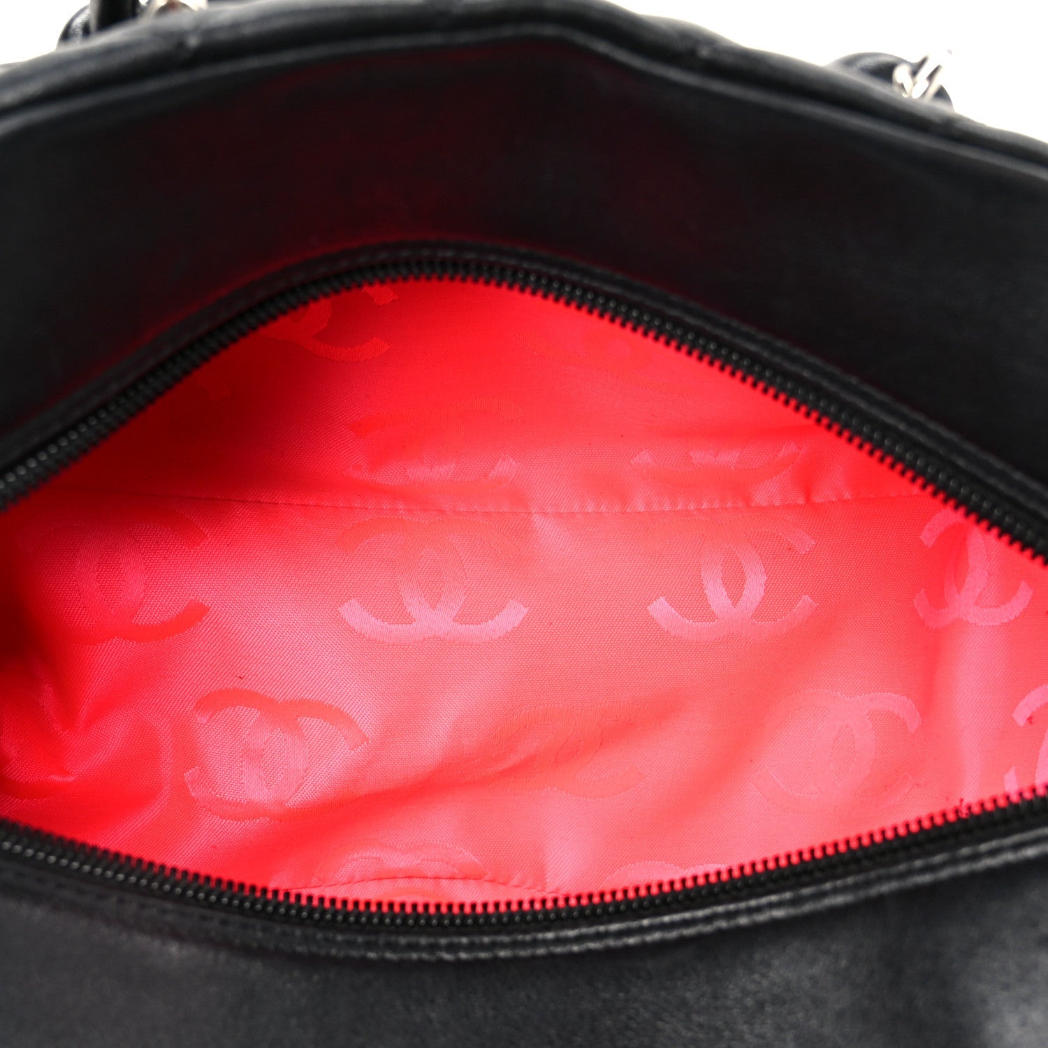 Calfskin Quilted Small Cambon Multipocket Reporter Black White