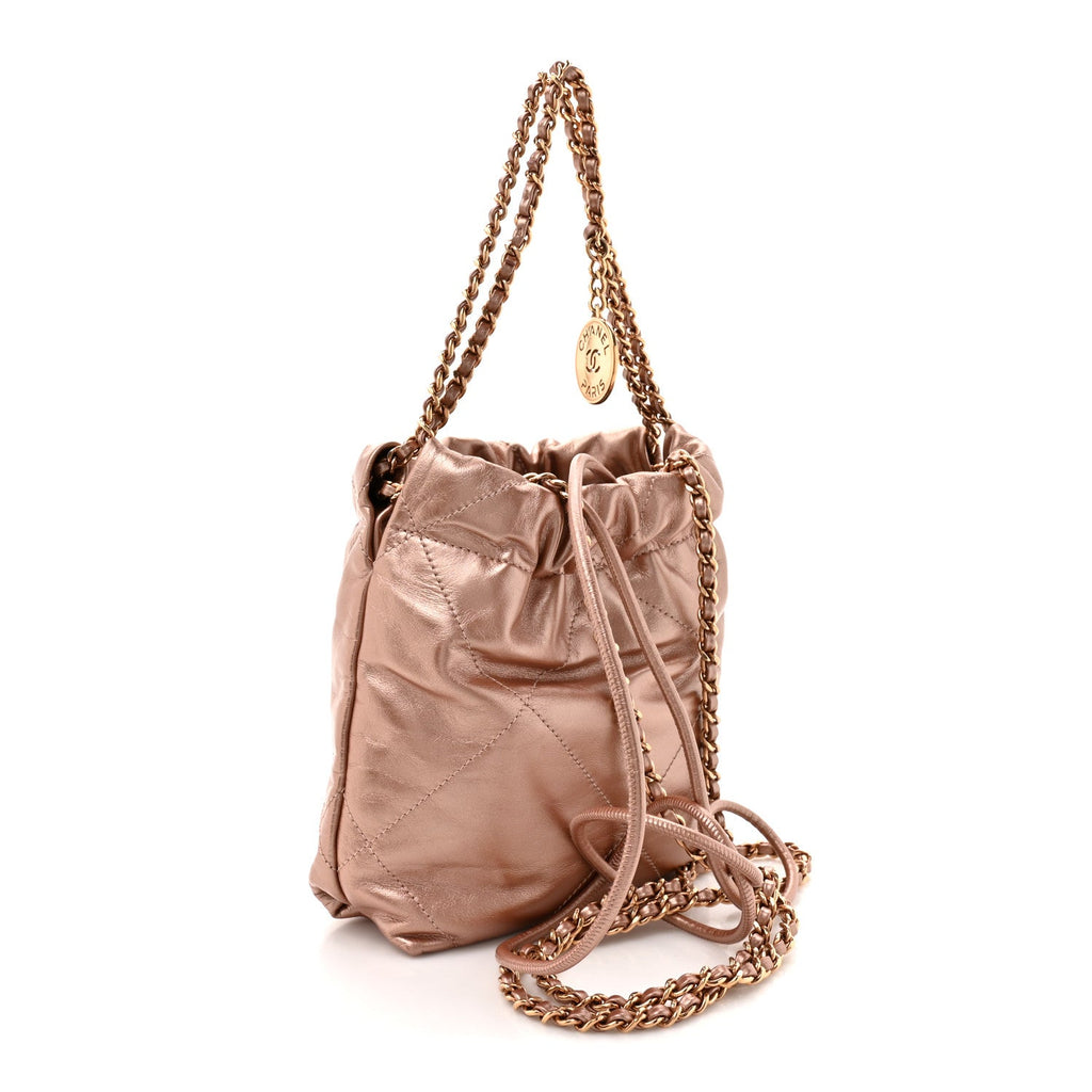 Metallic Calfskin Quilted Mini Chanel 22 Copper