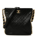 Lambskin Quilted Multi Chain Hobo Black