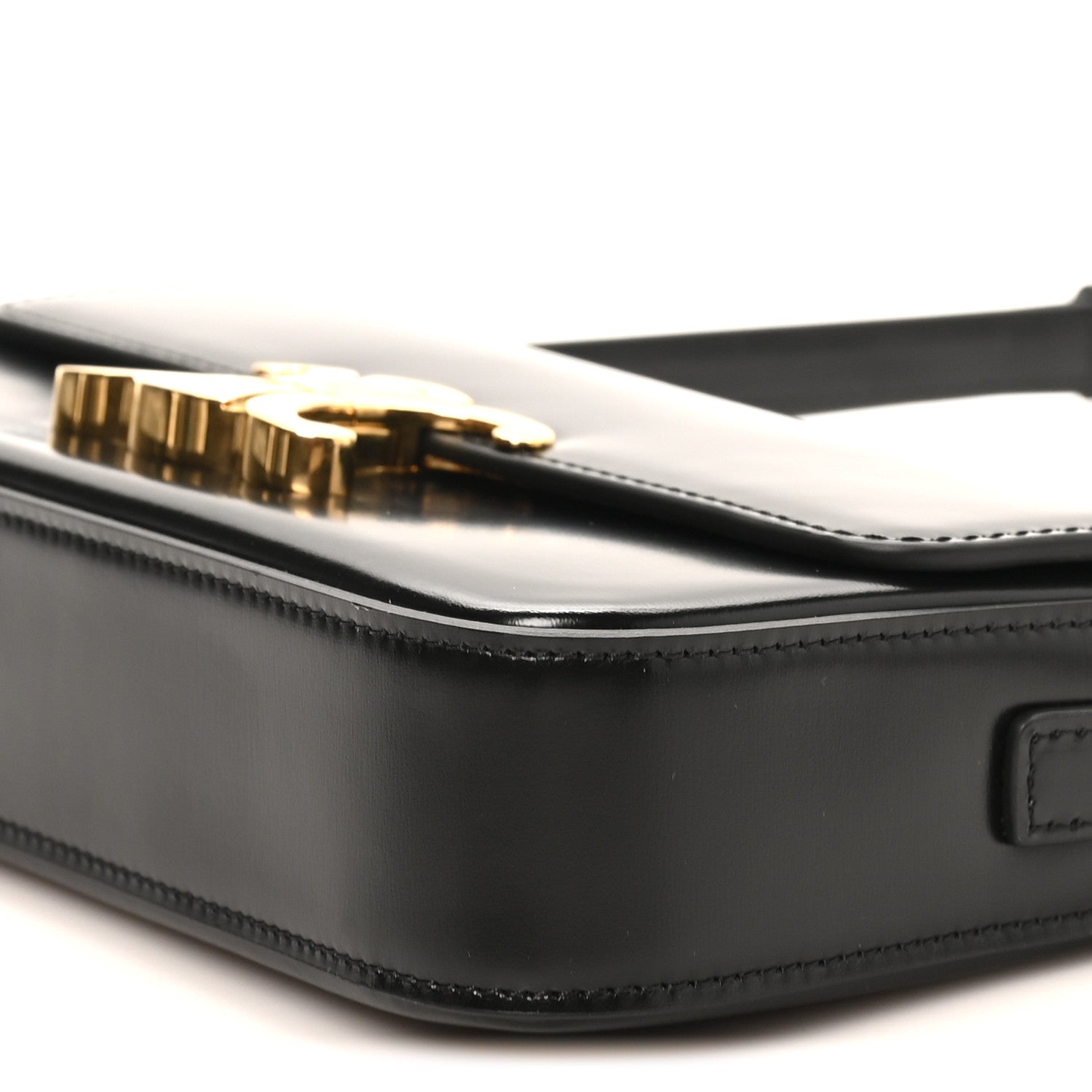 Shiny Calfskin Triomphe Shoulder Bag Black