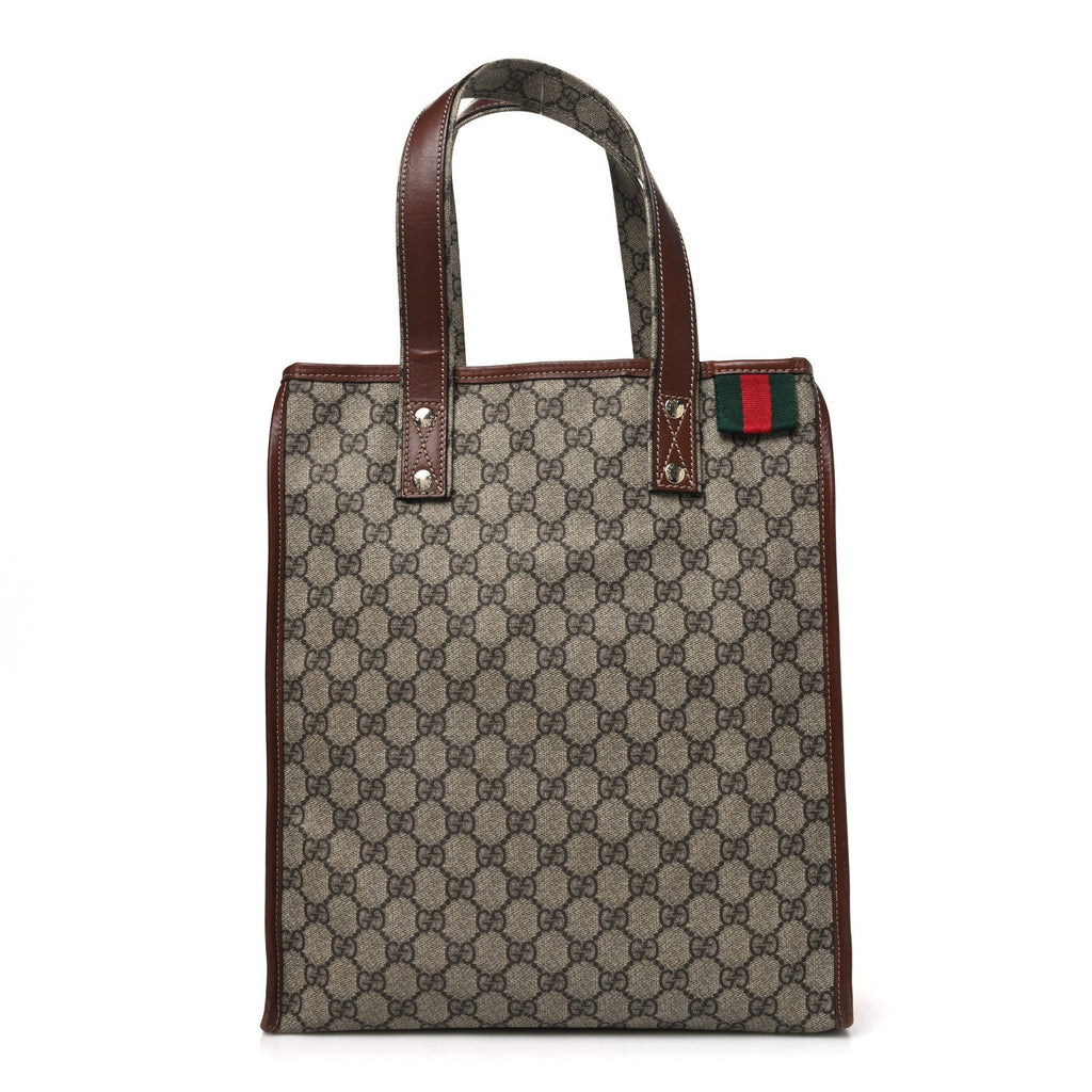 GG Plus Monogram Small Signature Web Loop Vertical Tote Light Brown