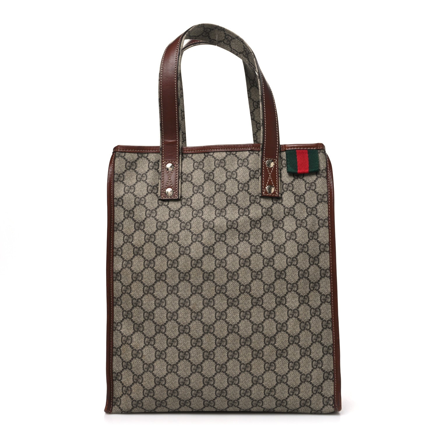 GG Plus Monogram Small Signature Web Loop Vertical Tote Light Brown