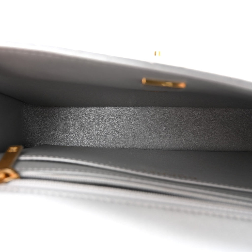Metallic Lambskin Quilted Small Strass On Top Flap Silvery