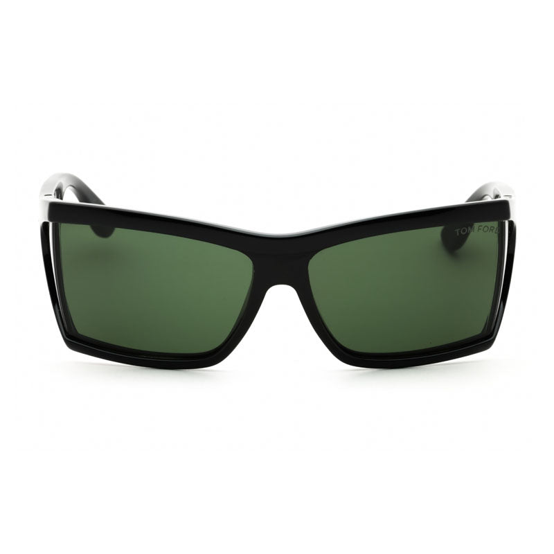 Tom Ford Sunglasses Rectangle Full Rim, Black Frame and Green Lens FT0401SASHA01N
