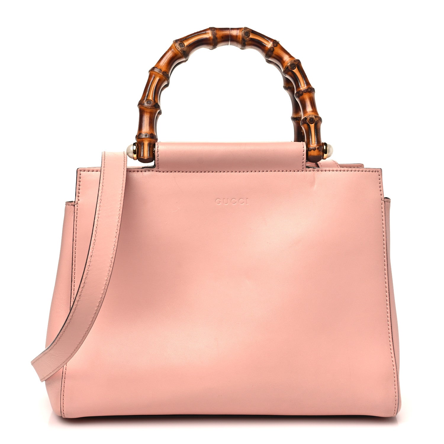 Nappa Bamboo Small Nymphaea Top Handle Bag Perfect Pink
