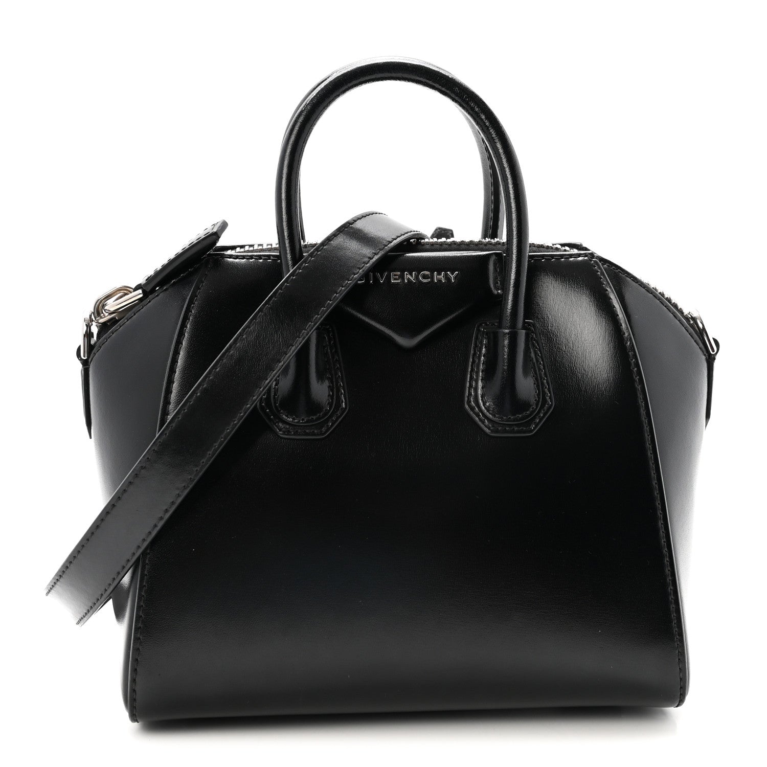 Shiny Lord Calfskin Mini Antigona Black