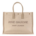 Linen Calfskin Rive Gauche Tote Beige Sea Salt