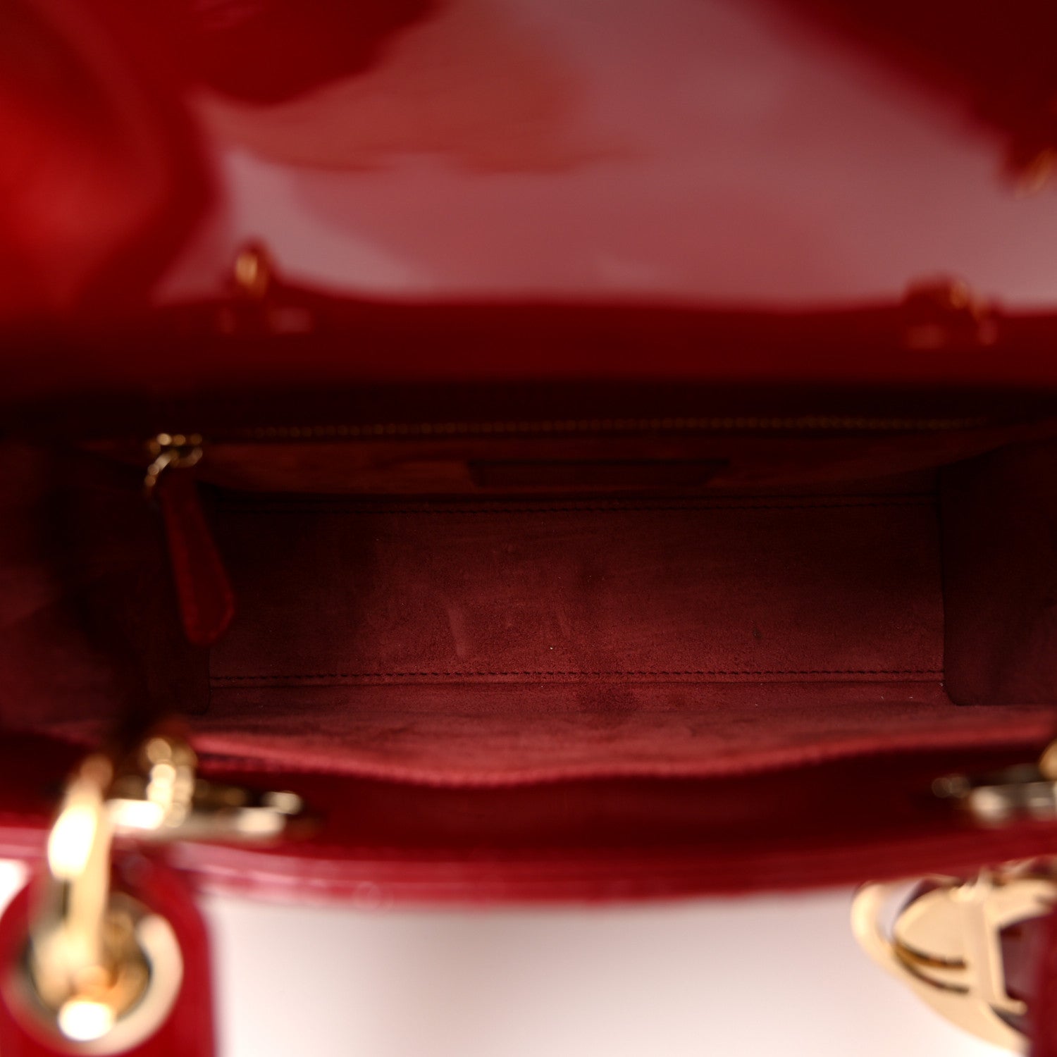 Patent Cannage Small Lady Dior Cherry Red
