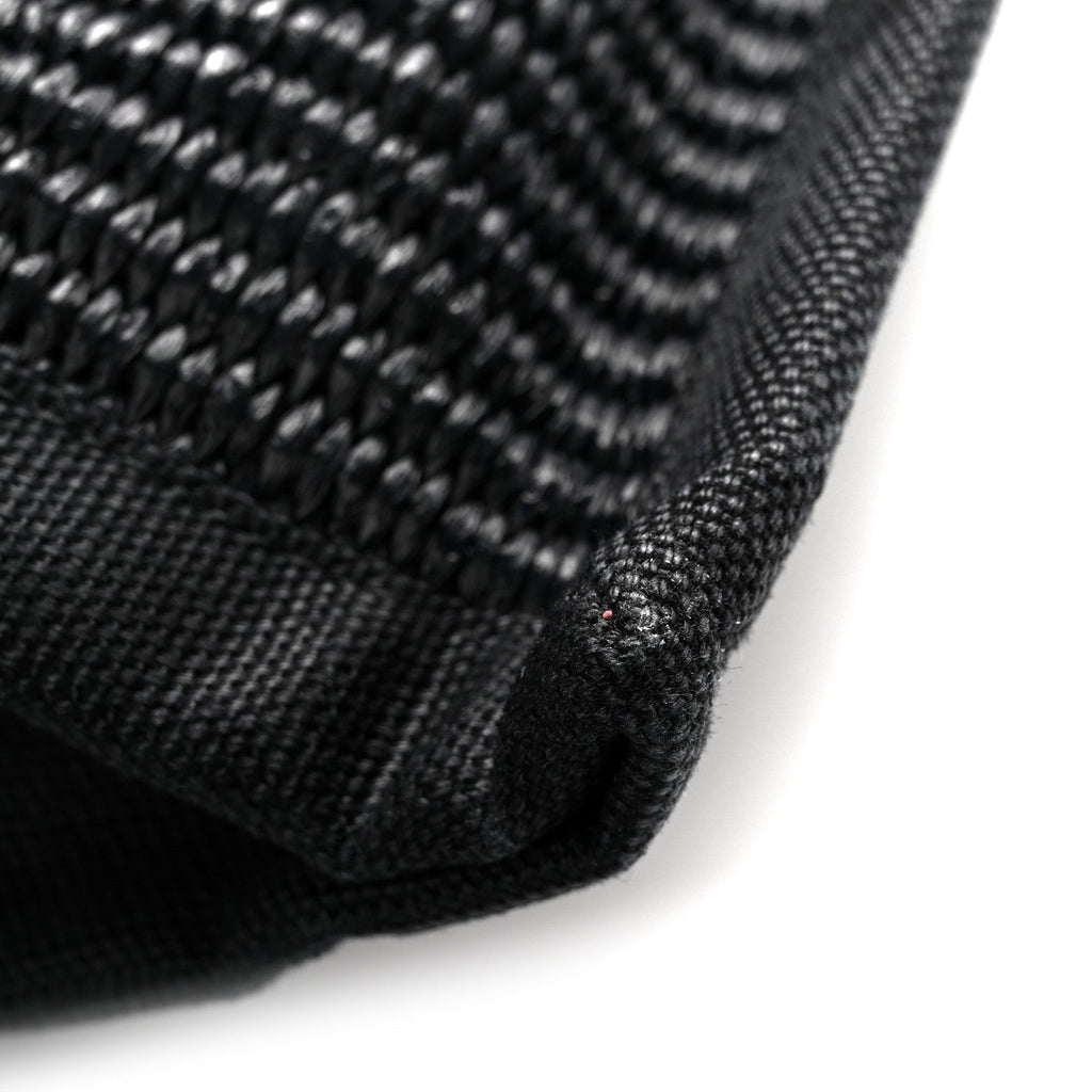 Raffia Linen Calfskin Small Rive Gauche Tote Black