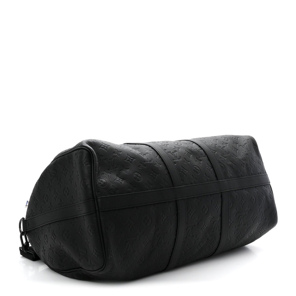 Calfskin Shadow Monogram Keepall Bandouliere 50 Black
