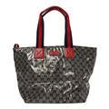 Crystal Monogram Large Web Handle Bucket Tote Red