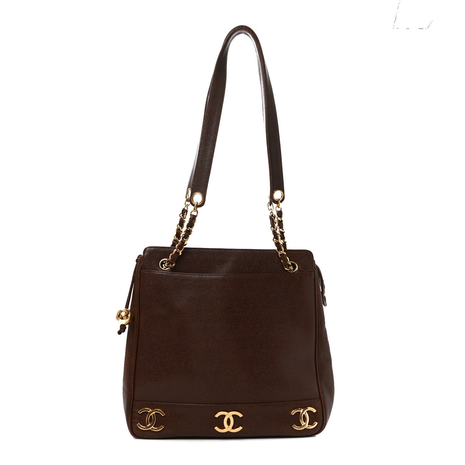 Caviar Triple CC Shoulder Bag  Dark Brown
