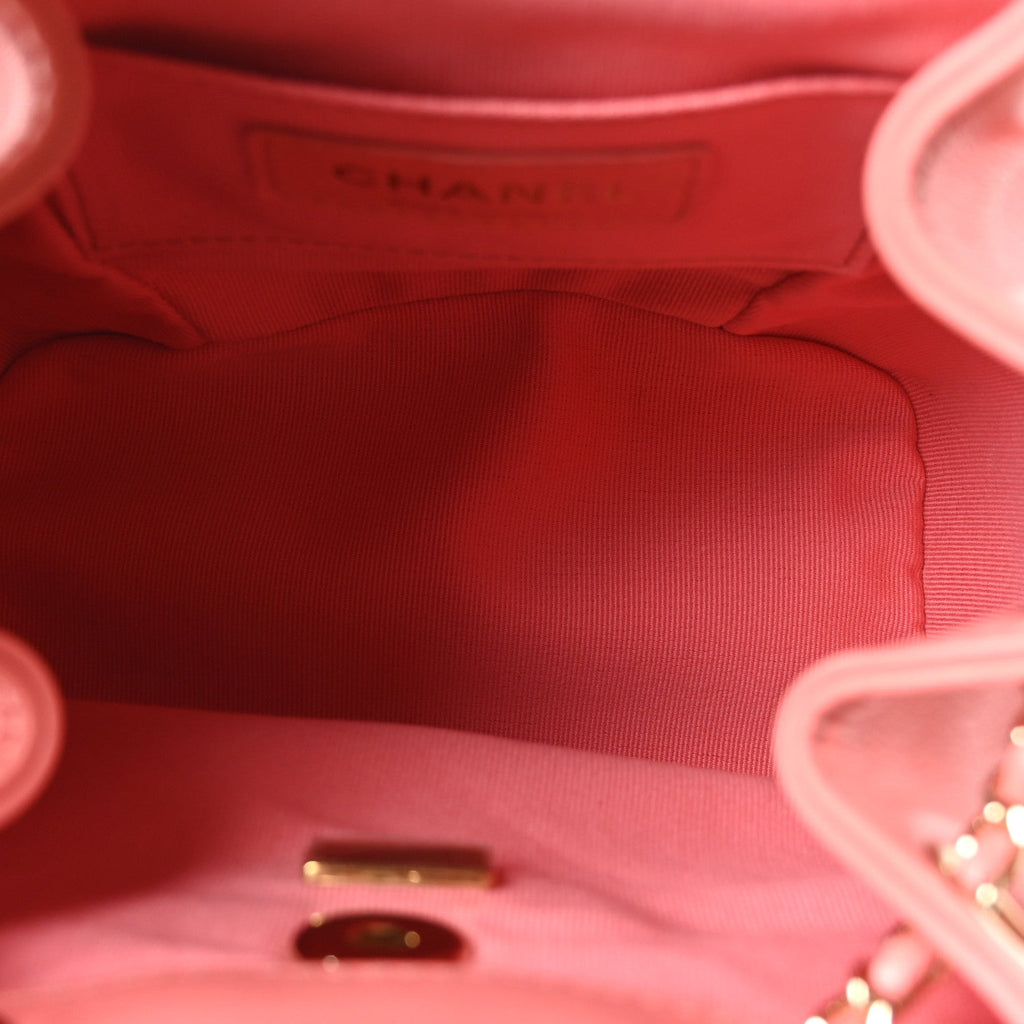 Lambskin Quilted Small Duma Drawstring Backpack Pink