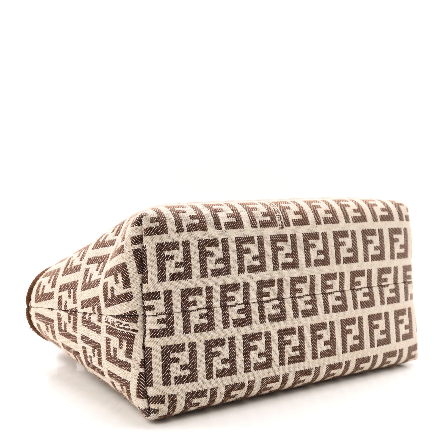 Vitello Grace Jacquard FF Mini By The Way Top Handle Boston Bag  Gianduia Panna