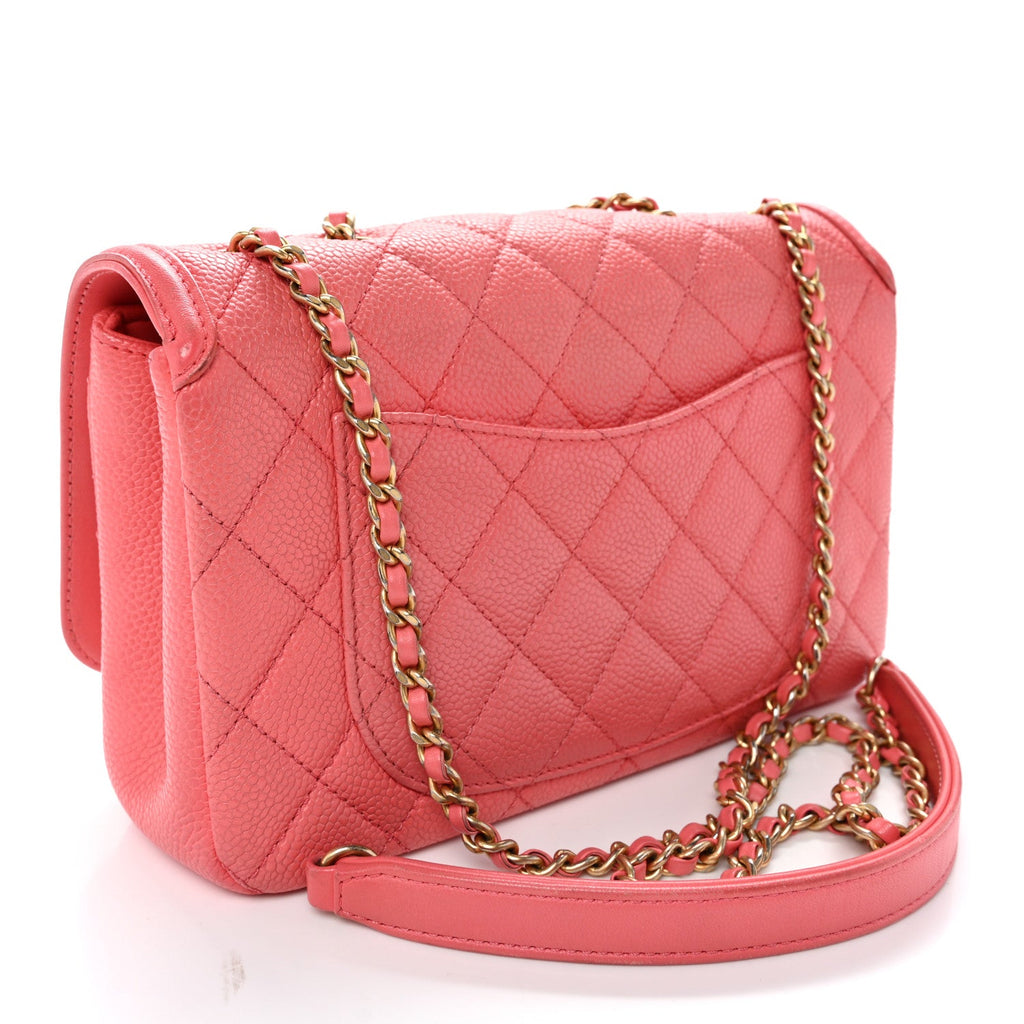Caviar Quilted Small CC Filigree Flap Pink