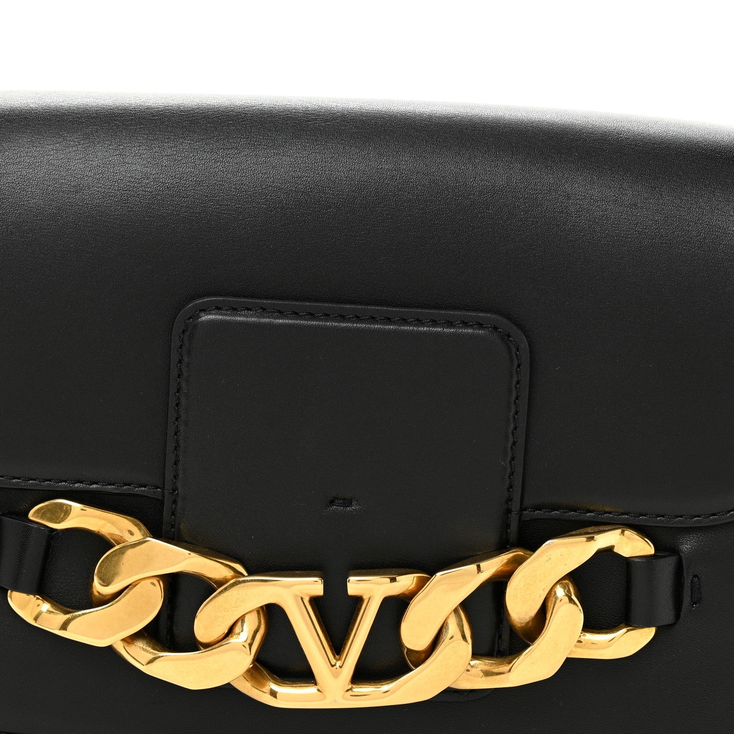 Smooth Calfskin Vlogo Chain Shoulder Bag Black