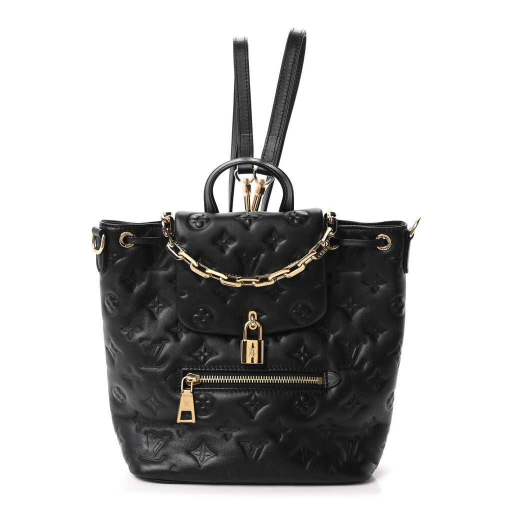 Lambskin Embossed Monogram Coussin PM Backpack Black
