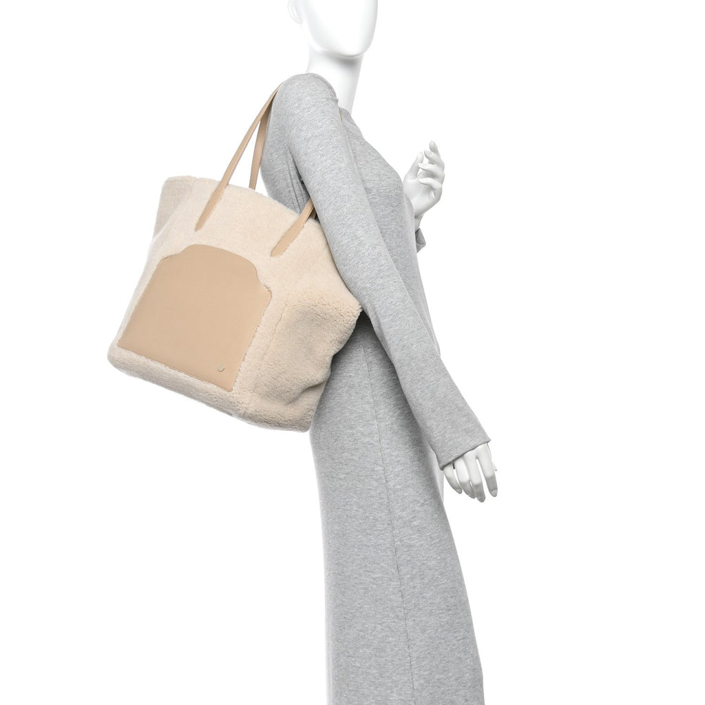 Cashfur Calfskin Large Sesia Tote Ancient Paper