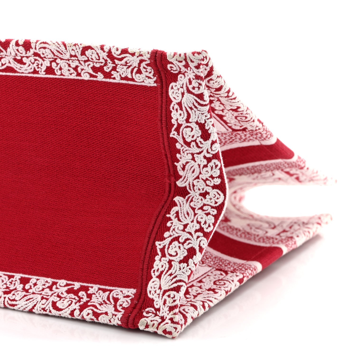 Canvas Embroidered Medium Book Tote Red White