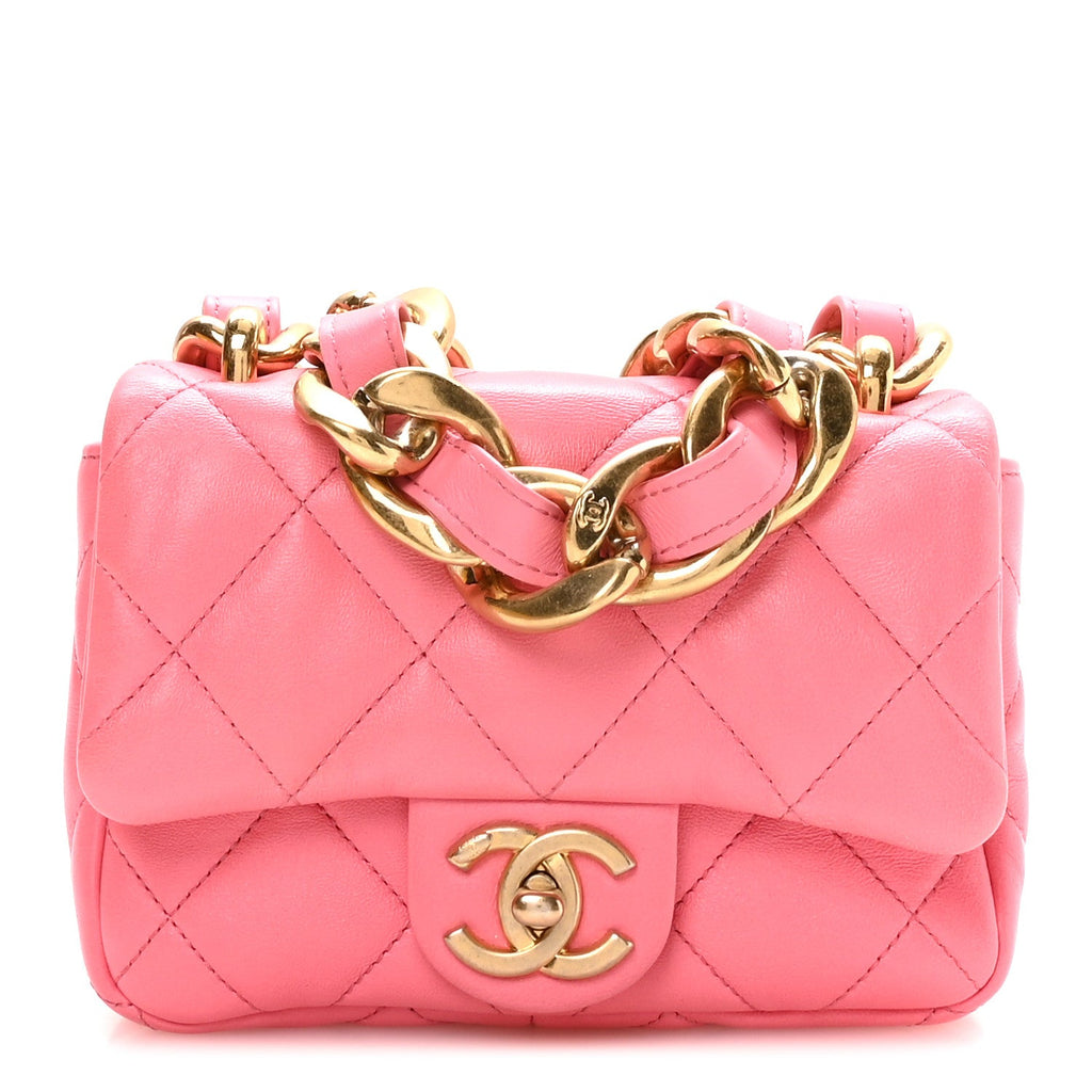 Lambskin Quilted Mini Funky Town Flap Pink