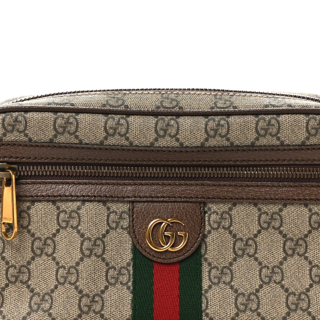 Soft GG Supreme Monogram Medium Ophidia Belt Bag Dark Brown