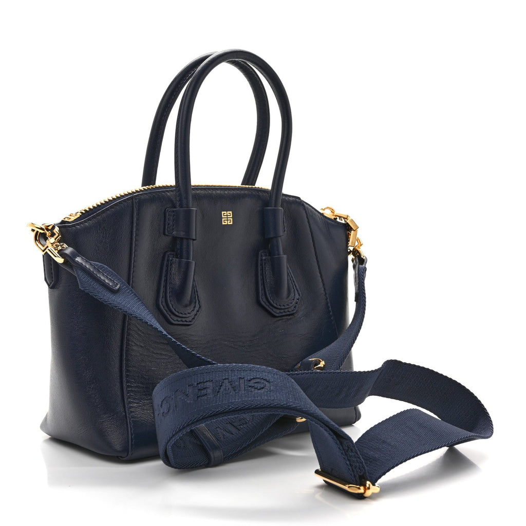 Box Calfskin Mini Sport Antigona Top Handle Bag Navy