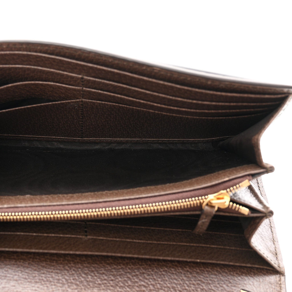 GG Supreme Monogram Textured Dollar Calfskin Blondie Continental Chain Wallet Beige Ebony New Acero