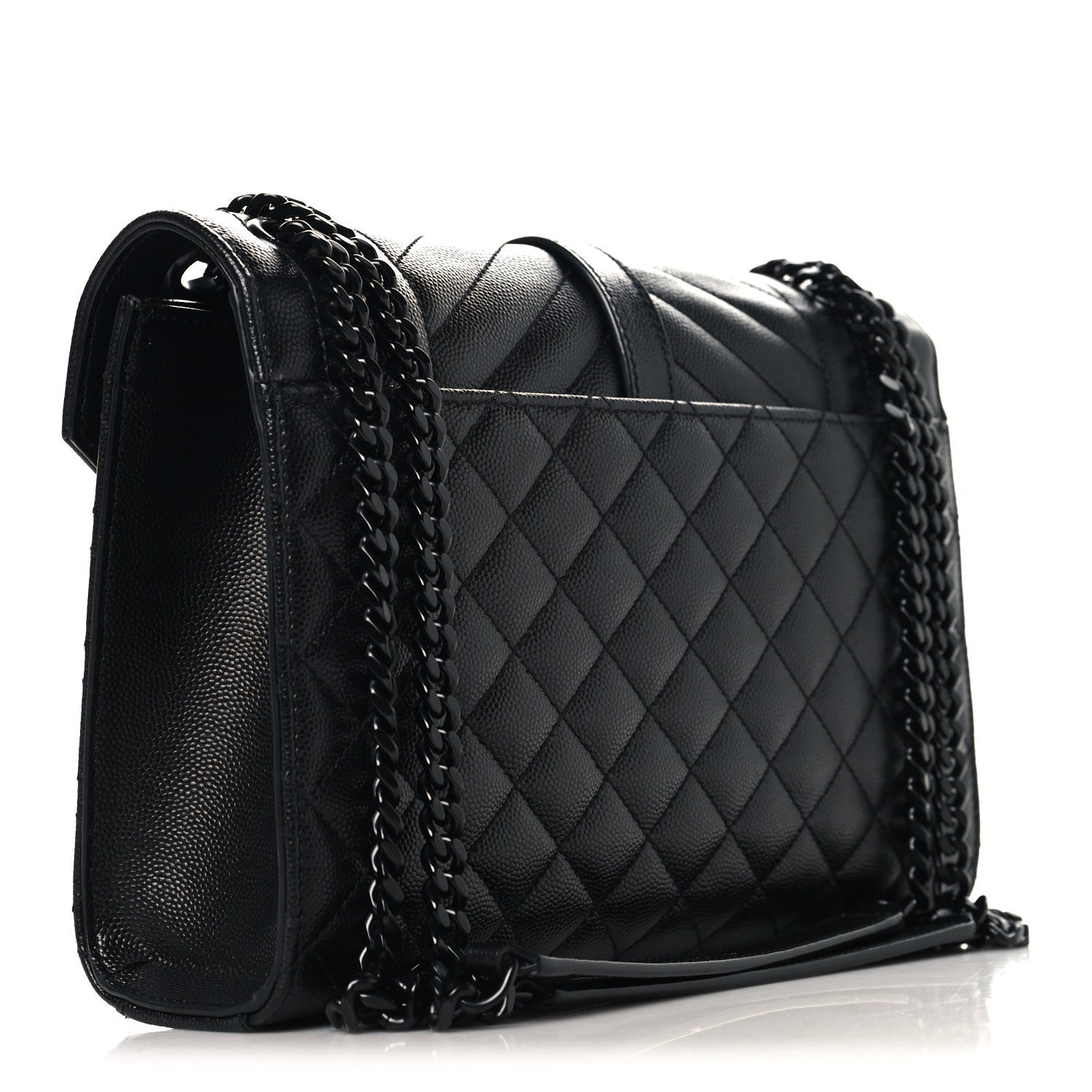 Grain De Poudre Textured Mixed Matelasse Triquilt Medium Monogram Monochrome Satchel Black