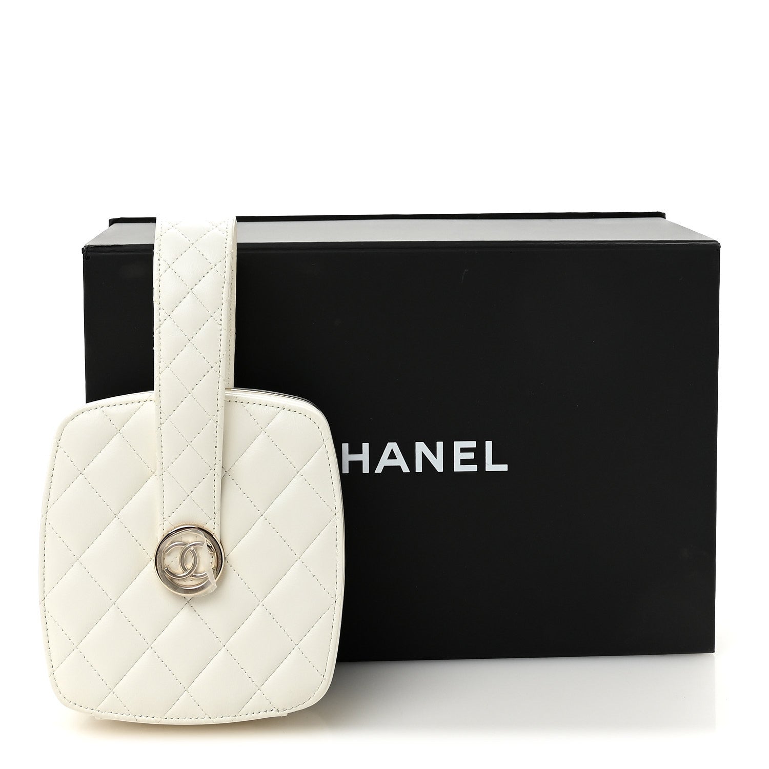 Lambskin Minaudiere Vanity With Handle White