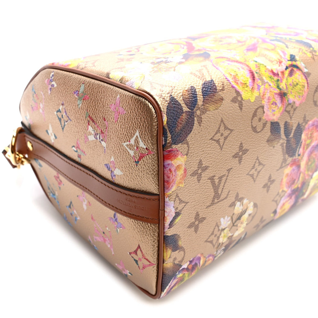 Metallic Monogram LV Garden Speedy Bandouliere 25 Gold