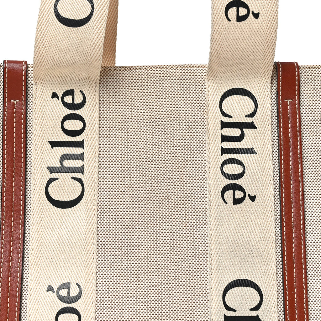Cotton Calfskin Medium Woody Ribbon Tote White Brown