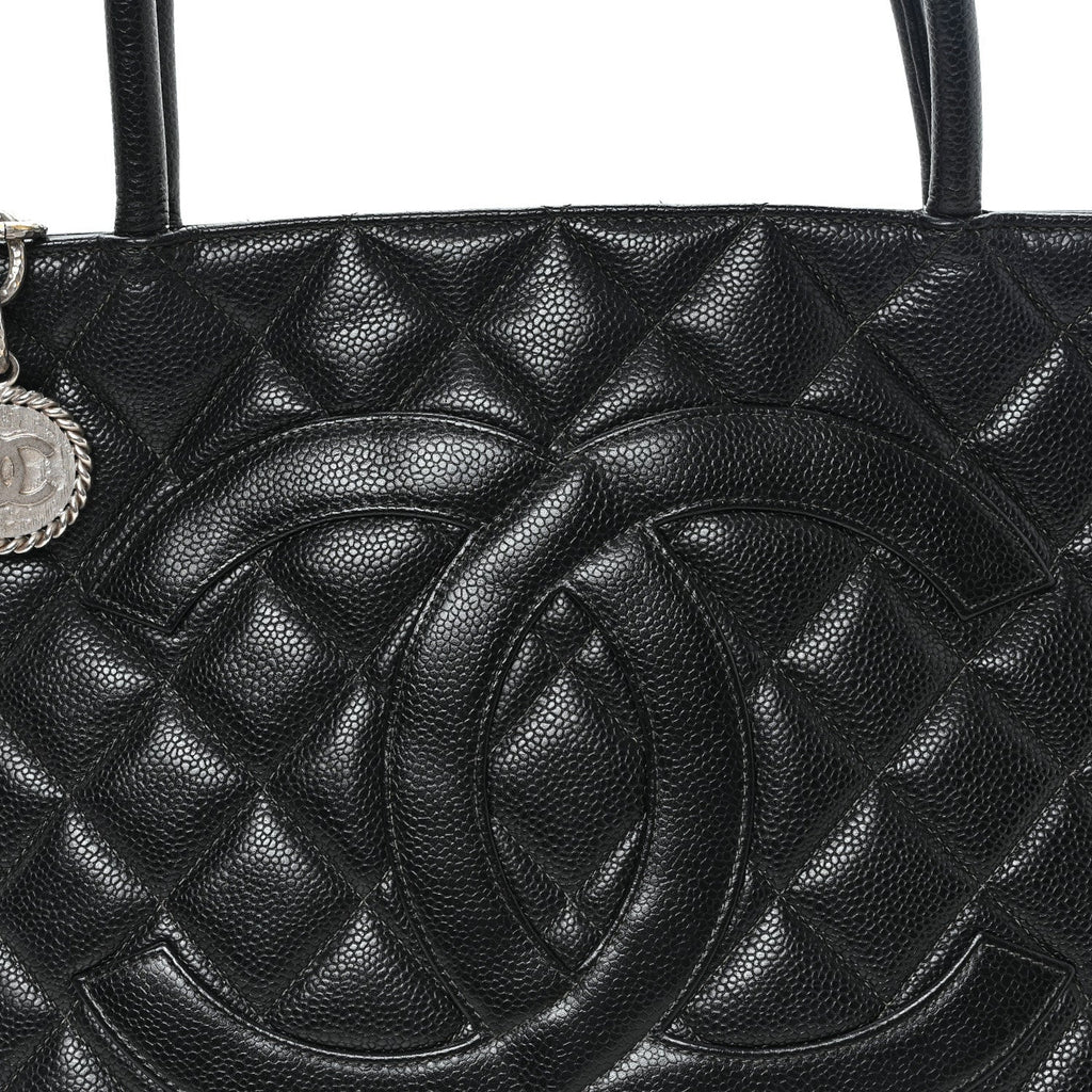Caviar Quilted Medallion Tote Black