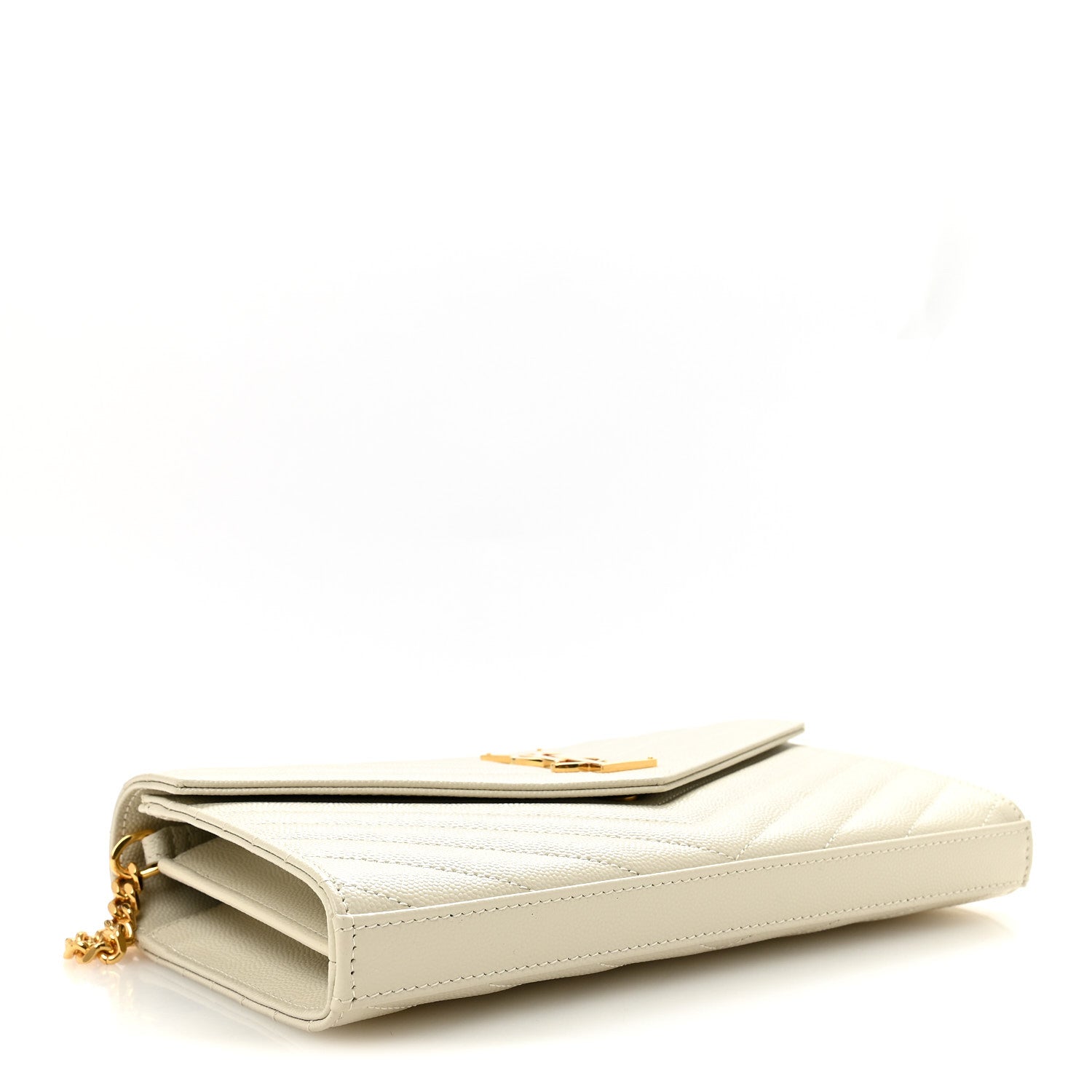 Grain De Poudre Matelasse Chevron Monogram Chain Wallet Crema Soft