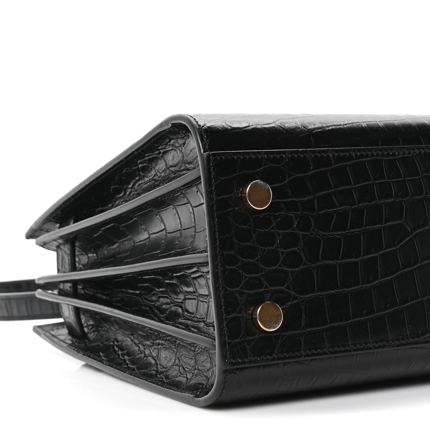 Calfskin Crocodile Embossed Baby Sac De Jour Black
