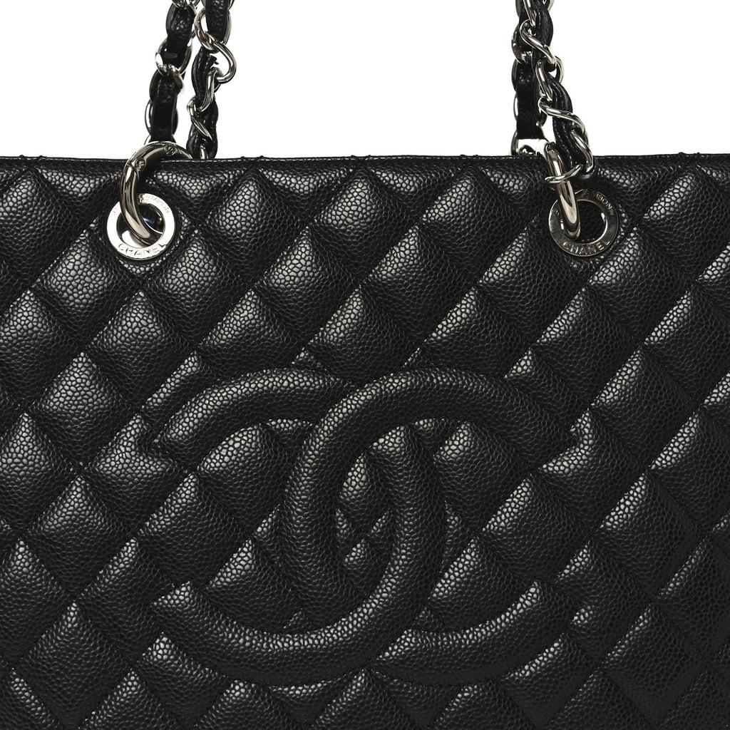 Caviar Quilted Grand Shopping Tote GST Black