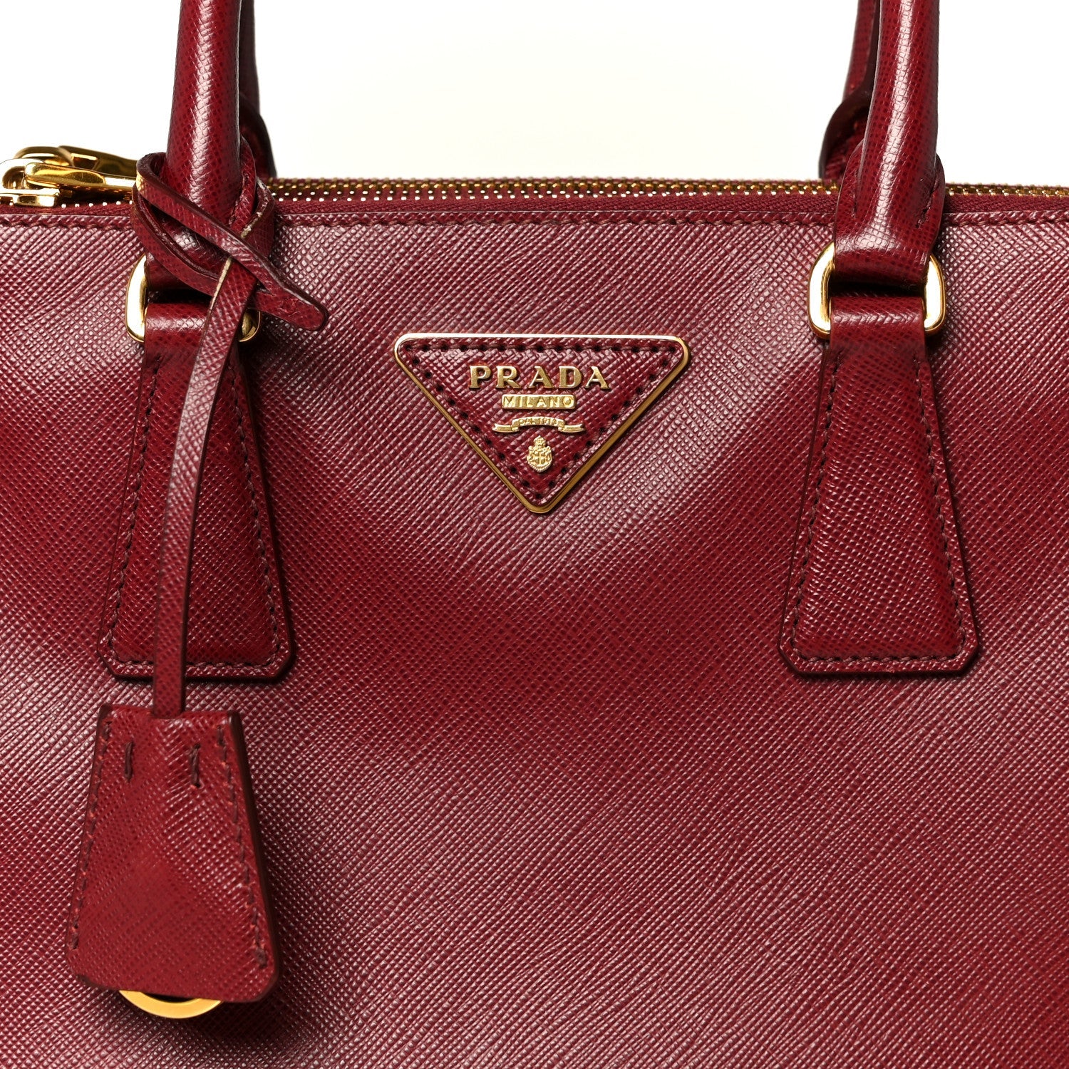 Saffiano Lux Small Galleria Double Zip Tote Cerise