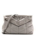 Lambskin Quilted Medium Loulou Puffer Monogram Chain Satchel Blanc Vintage