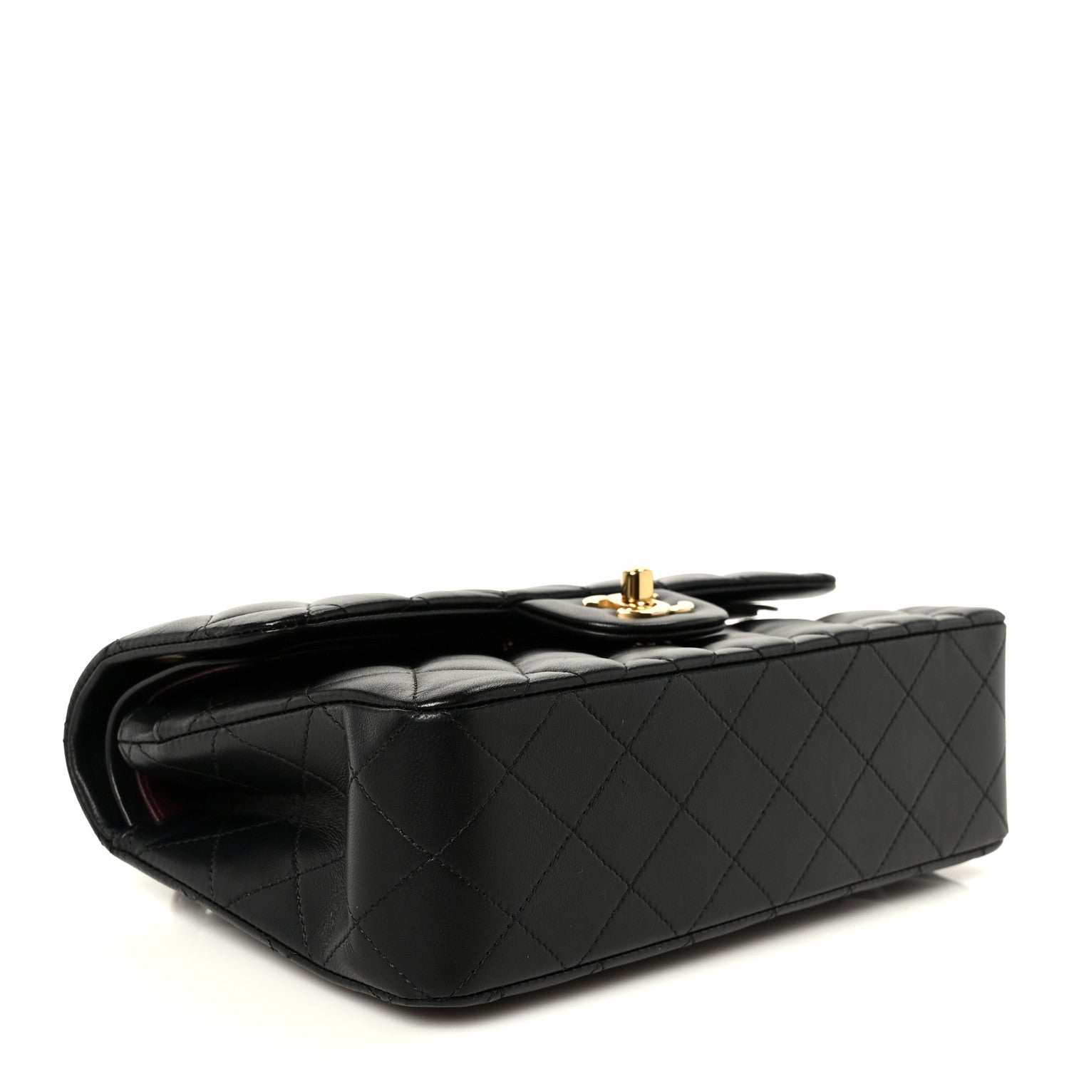Lambskin Quilted Small Double Flap Black