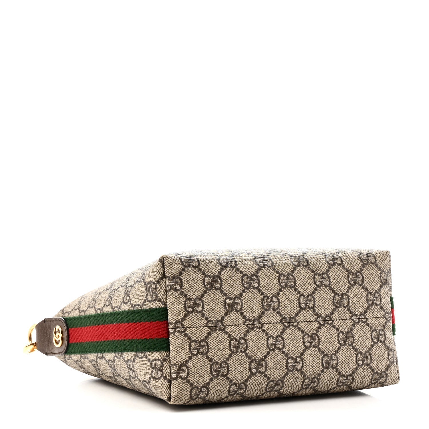 GG Supreme Monogram Textured Calfskin Web Super Mini Ophidia Shoulder Bag Beige Ebony New Acero
